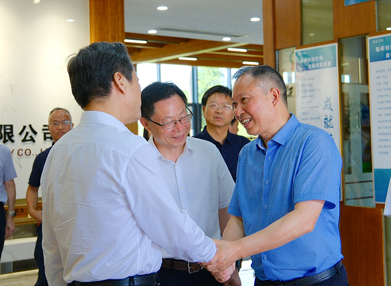 省政协副主席虢正贵来桃花江竹材调研，公司董事长陪同介绍